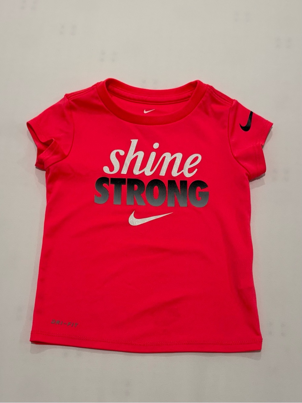 Nike Girls Hot Pink 'Shine Strong' Dri-FIT Short Sleeve Tee